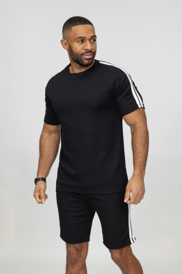 Großhändler Zayne Paris - T-Shirt + Shorts-Set mit geprägtem Muster