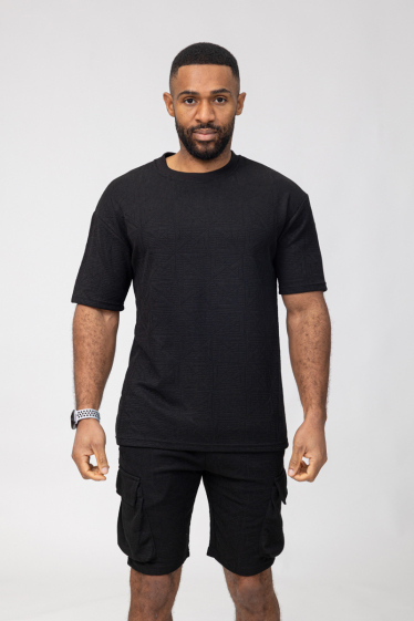 Großhändler Zayne Paris - T-Shirt + Shorts-Set mit geprägtem Muster