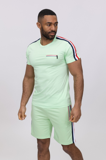 Großhändler Zayne Paris - T-Shirt + Shorts-Set mit Reißverschluss an Brust und Bund