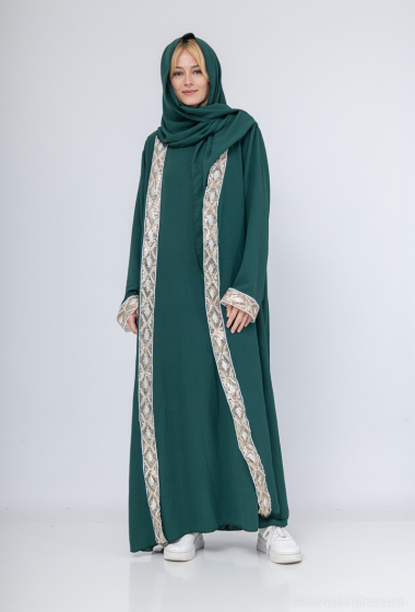 Grossiste ZC MODE - abaya 3 pieces avec bande paillette