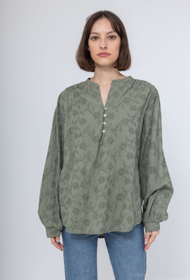 Wholesaler Zelia - Cotton blouse with English embroidery