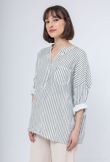 Wholesaler Zelia - Striped cotton gauze blouse