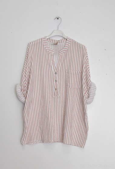 Wholesaler Zelia - Striped cotton gauze blouse
