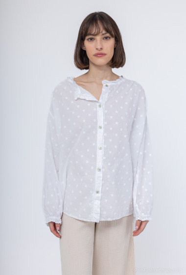 Wholesaler Zelia - Embroidered cotton ruffled shirt