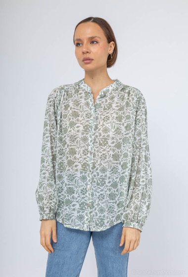 Wholesaler Zelia - Cotton shirt with printed puff sleeves
