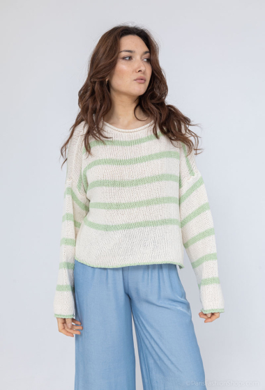 Wholesaler Zelia - Striped cotton sweater with long sleeves