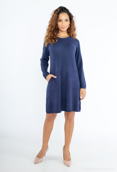 Wholesaler Zelia - Round neck knit dress with pockets