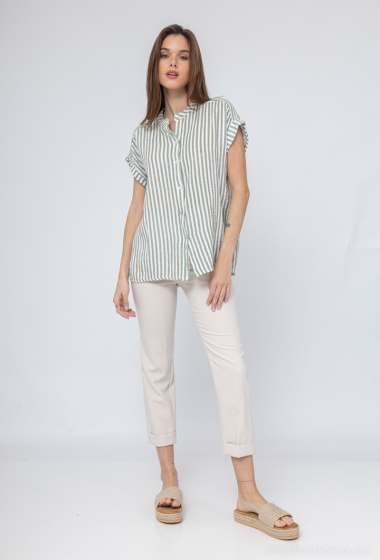 Grossiste Zelia - T-shirt à rayures en gaze de coton