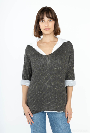 Wholesaler Zelia - Twinset shirt with lurex sweater