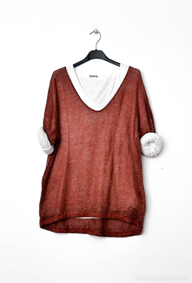 Wholesaler Zelia - Twinset T-shirt with lurex sweater