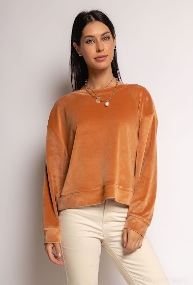 Wholesaler Zelia - Cropped velvet sweatshirt