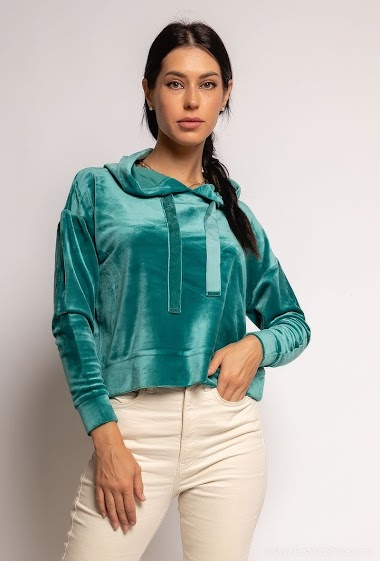Wholesaler Zelia - Cropped velvet sweatshirt
