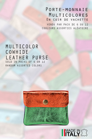 Wholesaler Zevento - Coin Purse Clutch Multicolor metallic leather ZE-8001-MTMC