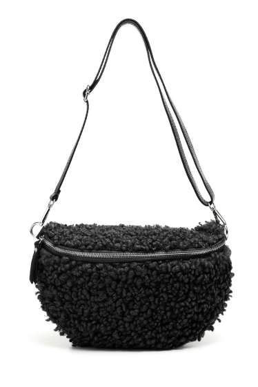 Wholesaler Zevento - Synthetic sheepskin wool belt bag with leather shoulder strap ZE-9007