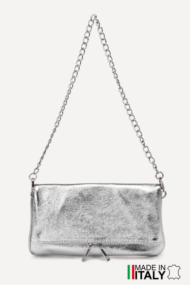 Wholesaler Zevento - Folding clutch shoulder bag in metallic leather ZE-9017-MT
