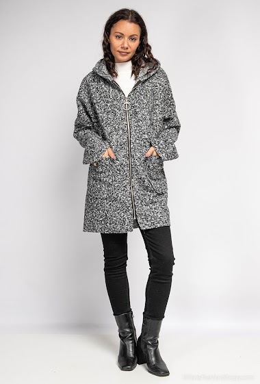 Wholesaler zh  skin - Hooded bouclé knit coat
