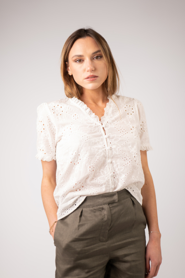 Wholesaler Zibi London - EMY short-sleeved shirt with embroidery