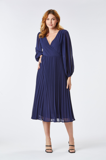 Wholesaler Zibi London - MELIA long pleated dress blue