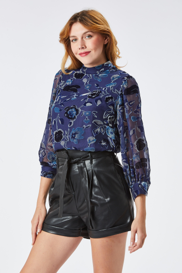 Wholesaler Zibi London - Morena blue velvet blouse