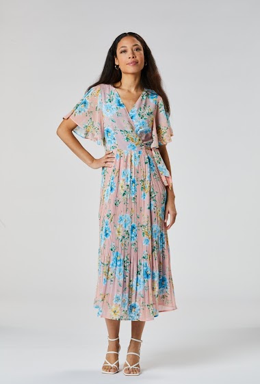 Grossiste Zibi London - Salma robe longue portefeuille plissée