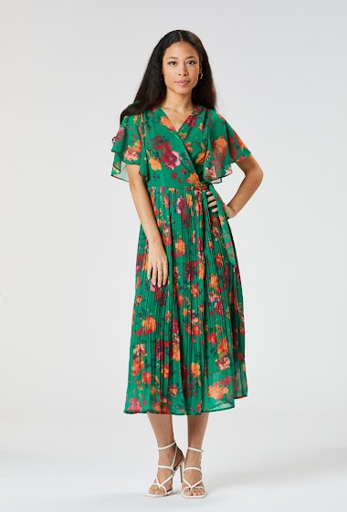 Grossistes Zibi London - Salma robe longue portefeuille plissée