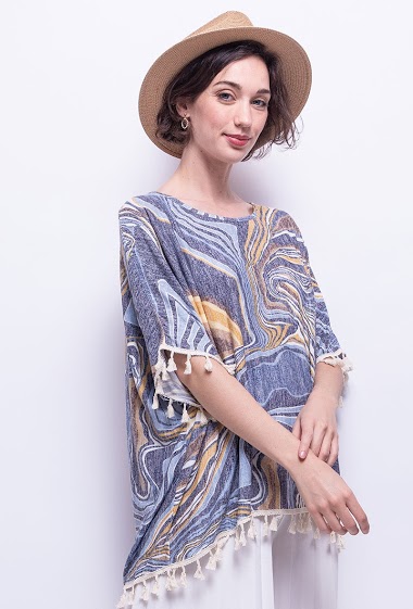 Wholesaler Zoe Mode (Elena Z) - Printed blouse with tassels