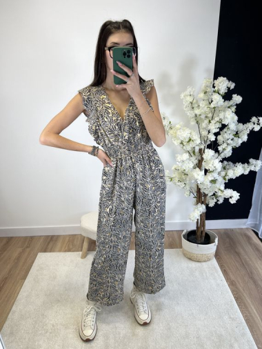 Wholesaler Zoe Mode (Elena Z) - Floral and gold print trouser jumpsuit