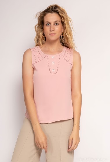 Wholesaler Zoe Mode (Elena Z) - Sleeveless top with pearls