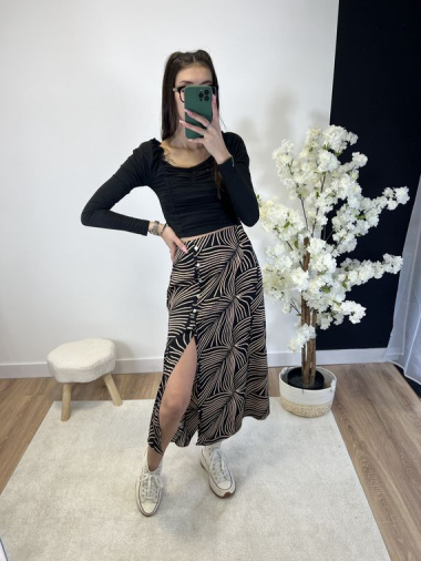 Wholesaler Zoe Mode (Elena Z) - Gathered flower-print skirt