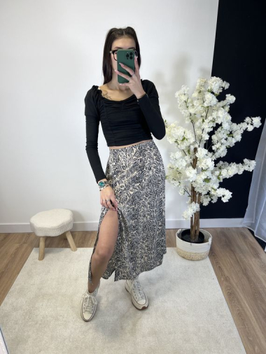 Wholesaler Zoe Mode (Elena Z) - Gathered flower-print skirt