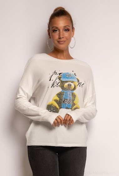 Wholesaler Zoe Mode (Elena Z) - Sweater with strass teddy bear