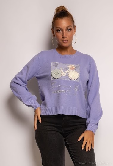 Wholesaler Zoe Mode (Elena Z) - Sweater with strass and lace bike