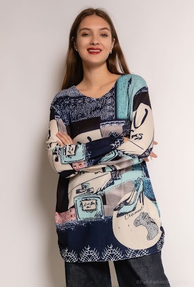 Großhändler Zoe Mode (Elena Z) - Printed sweater with strass
