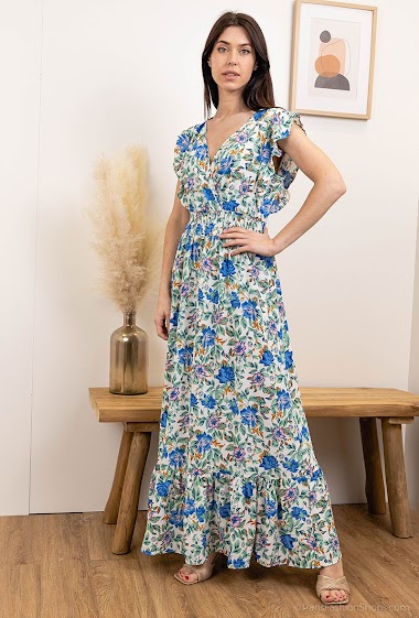 Wholesaler Zoe Mode (Elena Z) - Flower printed wrap dress