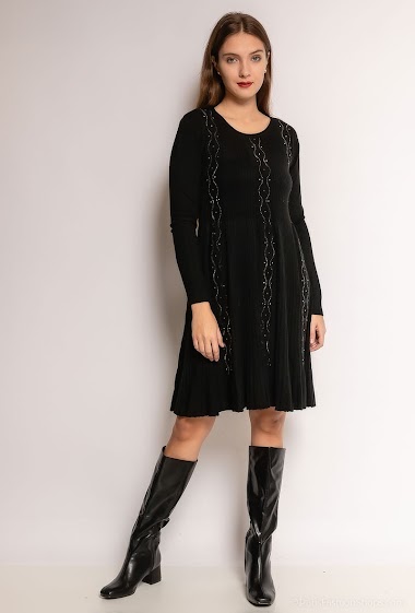 Wholesaler Zoe Mode (Elena Z) - Ribbed knit dress with strass