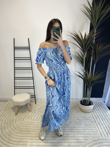 Großhändler Zoe Mode (Elena Z) - Bedrucktes Kleid mit U-Boot-Ausschnitt