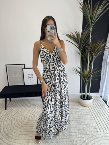 Großhändler Zoe Mode (Elena Z) - Tropisches langes Kleid mit Gold