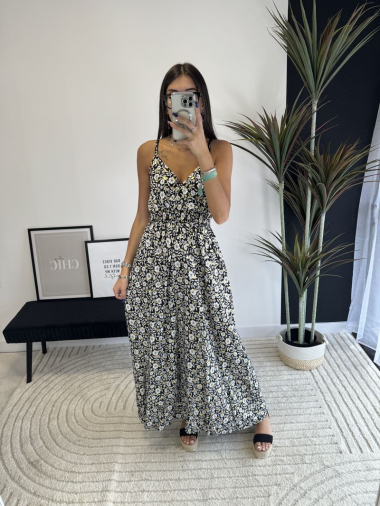 Großhändler Zoe Mode (Elena Z) - Tropisches langes Kleid mit Gold