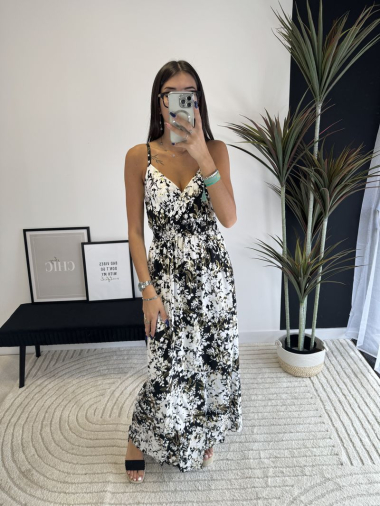 Wholesaler Zoe Mode (Elena Z) - Tropical Long Dress With Gold