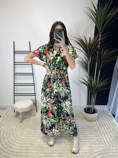 Wholesaler Zoe Mode (Elena Z) - Satin dress with floral print