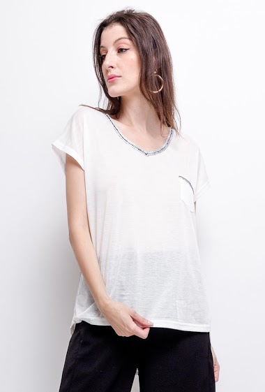 Wholesaler Zoe Mode (Elena Z) - T-shirt with shiny detail