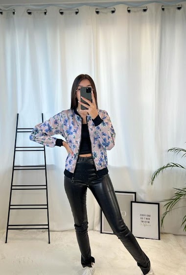 Wholesaler Zoe Mode (Elena Z) - Flower printed zipped jacket