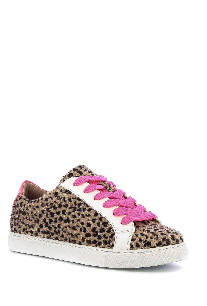 Leopard-print sneakers with neon pink 