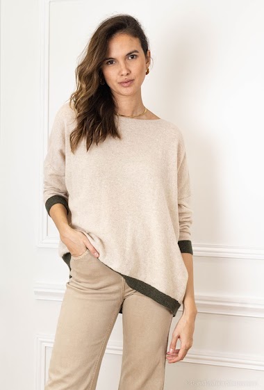 Oversize two-tone knitted sweater - For Her Paris
