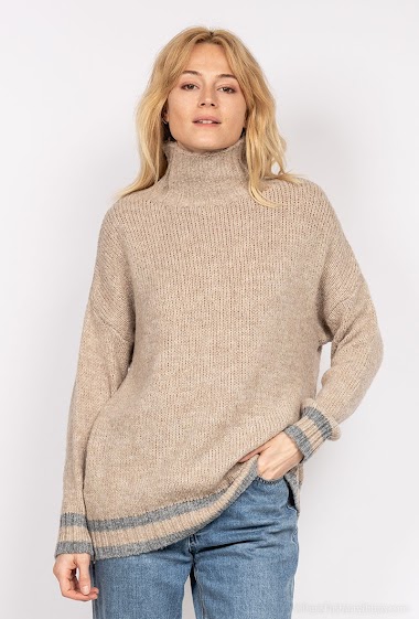 Plain sweater with stripes - For Her Paris