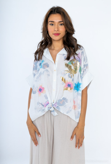 linen flower print shirt - For Her Paris