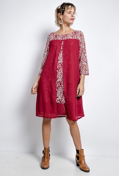 Embroidery lace dress - For Her Paris