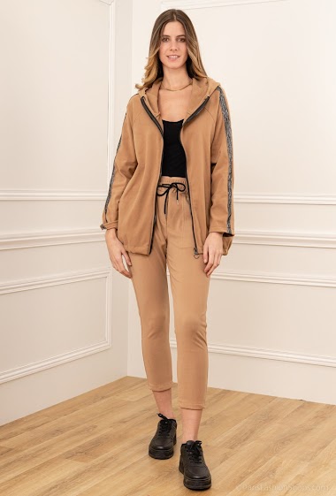 Plain trousers in viscose and wool - For Her Paris