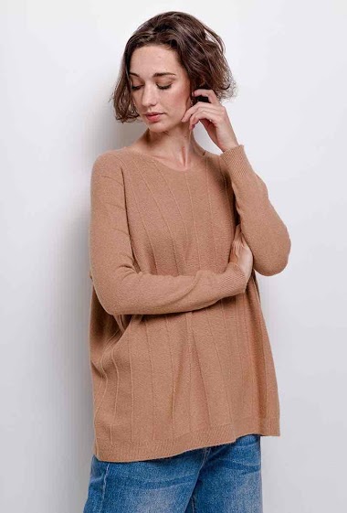 round-neck oversized knit top - For Her Paris
