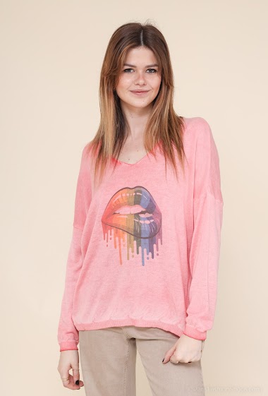 Printed oversized top V Mouth - For Her Paris